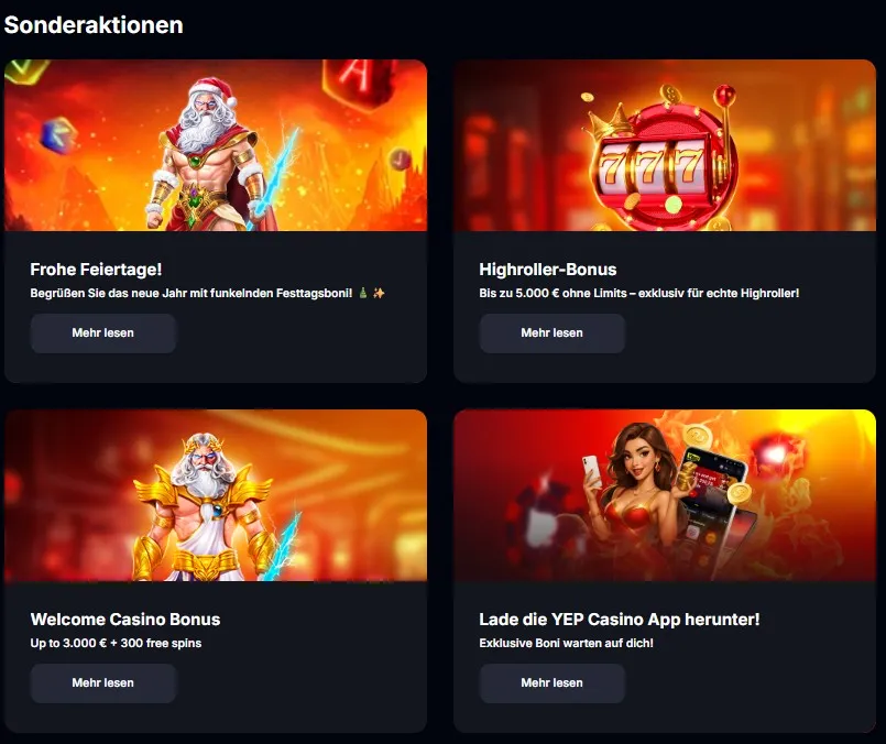 Allgemeiner Einblick in Yep Casino Allgemeiner Einblick in Yep Casino